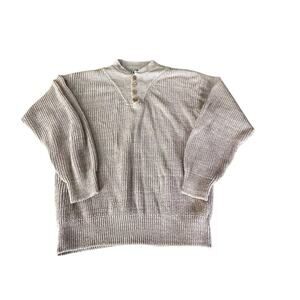 Appalachian Trail Men’s 1/4 Button Beige Sweater Heavy Warm Size Large